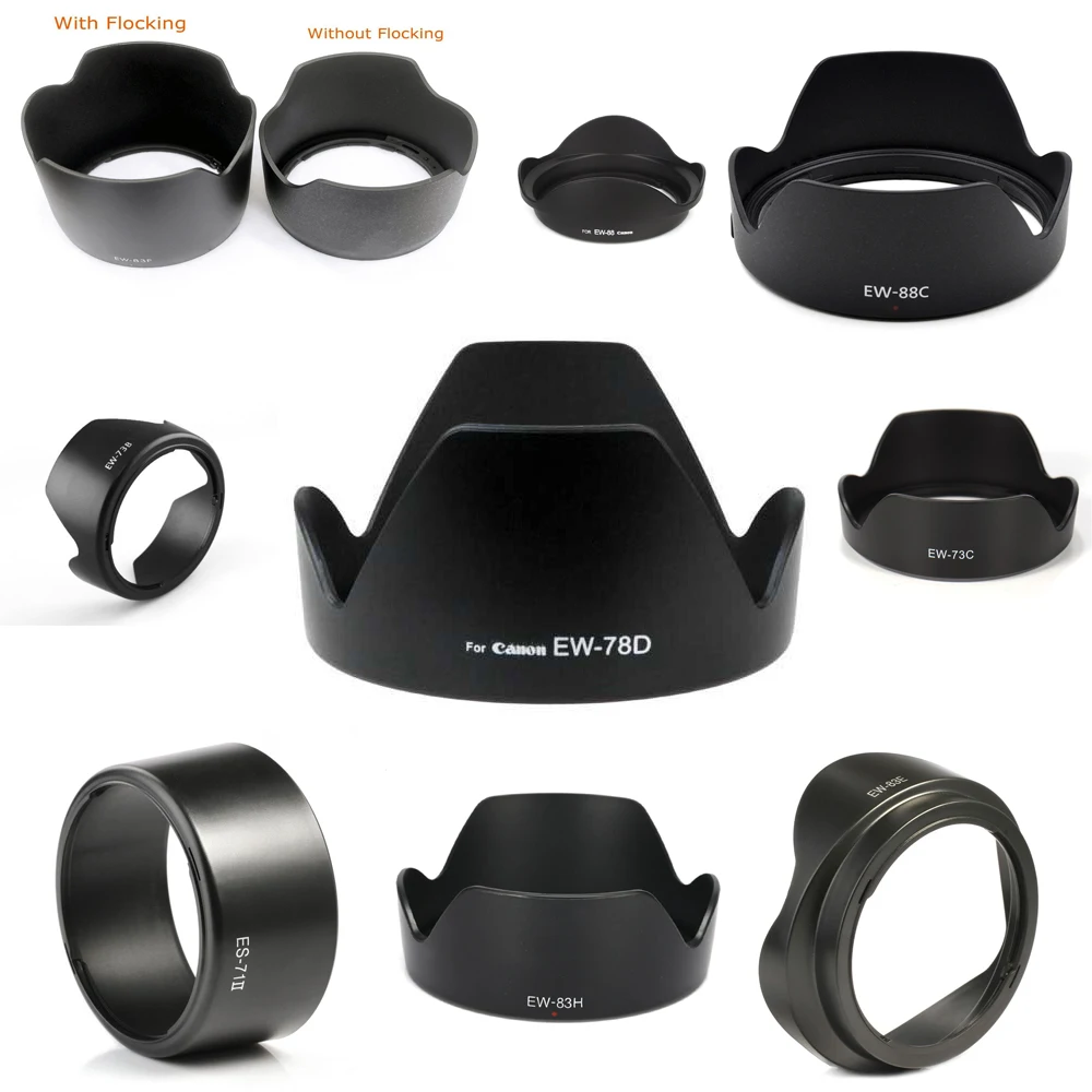 10 قطعة يتدفقون عدسة هود EW-73B EW-78D EW-83F البتلة شكل عدسة هود عدسة كاب لكانون 700D 650D 600D 70D 60D 7D