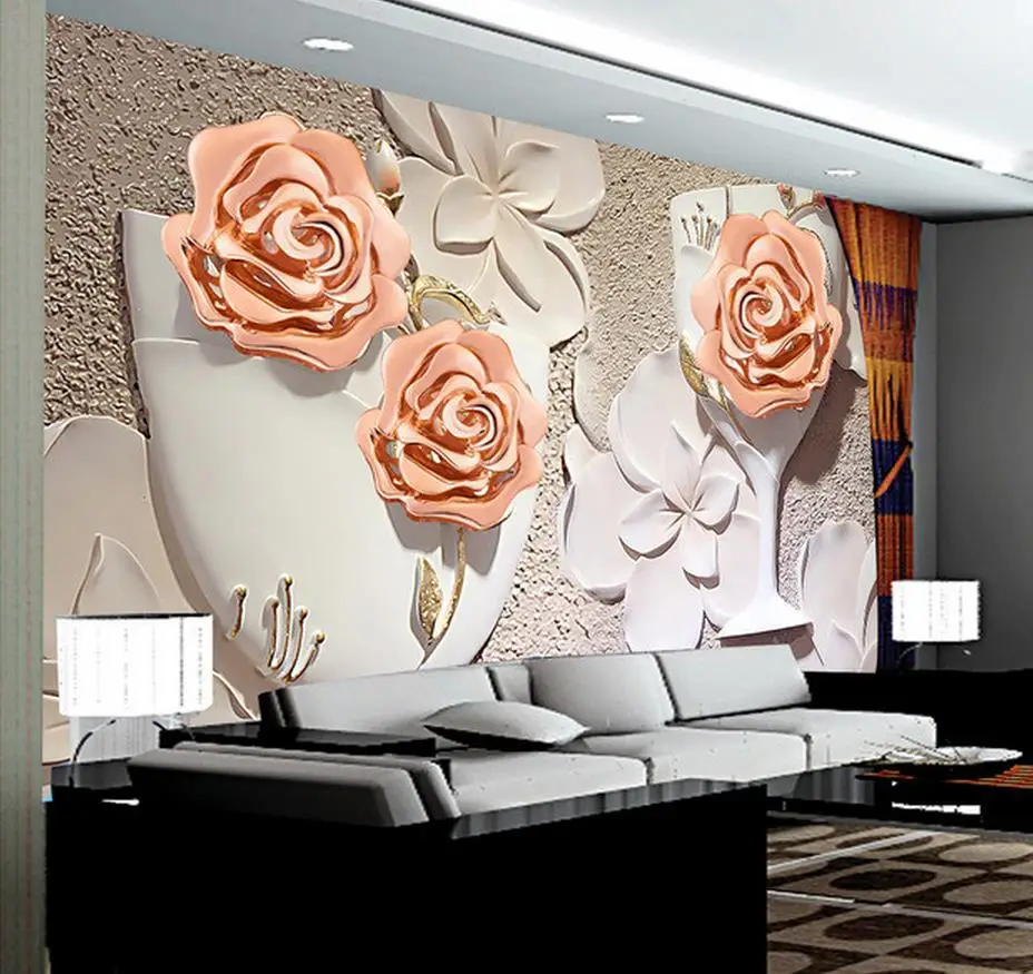 

3d wallpaper Rosette embossed carved TV sofa background wall Home Decoration wallpaper 3d modern