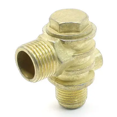 Gold Tone 1 Female 2 Male Thread Check Valve for Air Compressor