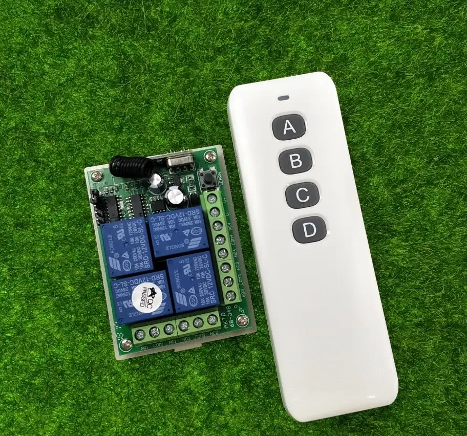 

DC 12V 10A 4CH Remote Control Switches Receiver & 1 Transmitters with 4 Buttons Smart Home Switch