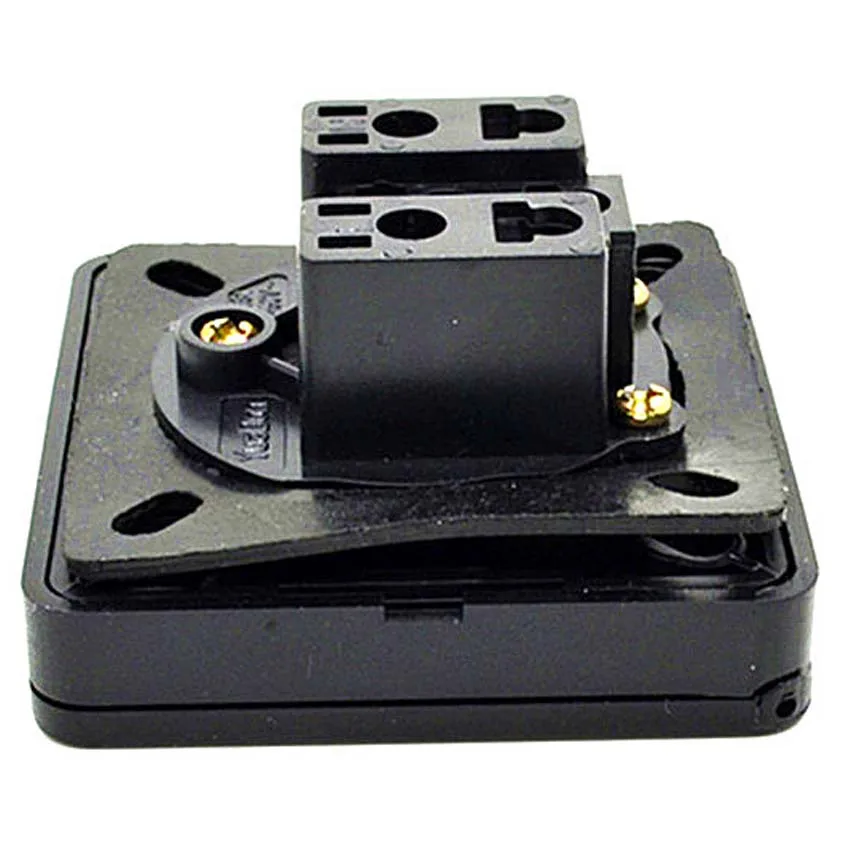 Black 20A Multifunction 2P+E Brazil 60*60mm Outdoor Industry Waterproof Cover AC Power Panel Outlet Wired Receptacle Socket