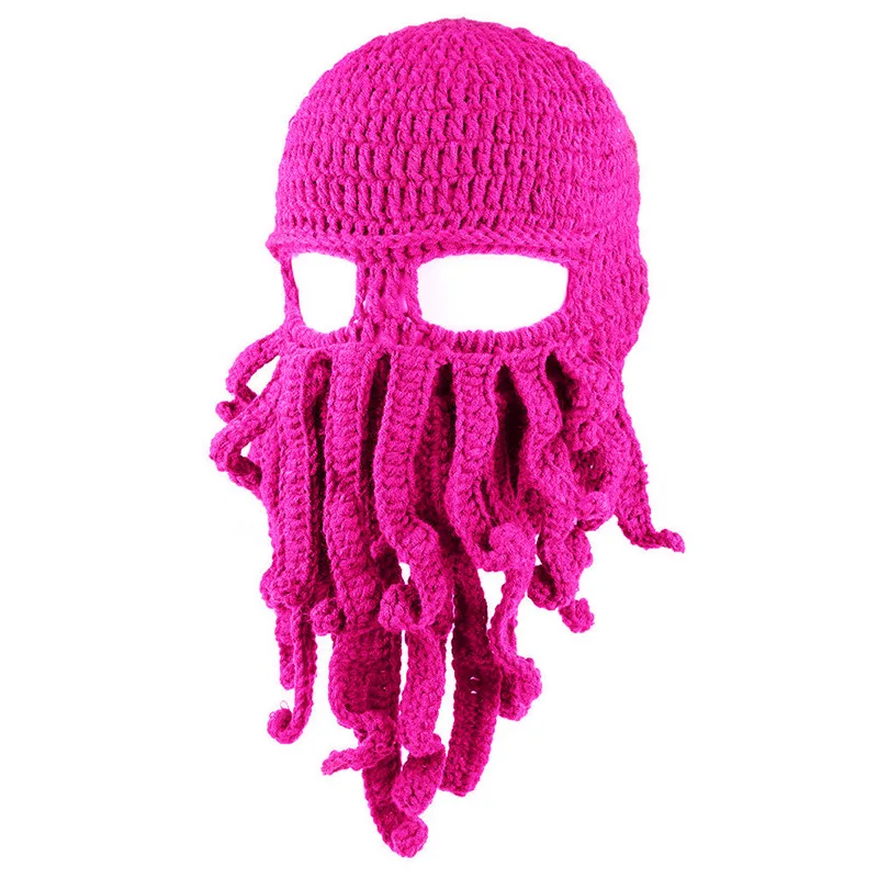 BomHCS Novetly Tentacle Octopus Pirate Cthulhu Crochet Beanie Hat Wind Mask Cap