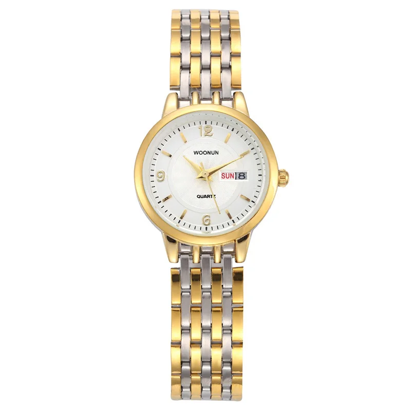 Reloj de pulsera de cuarzo de acero inoxidable para mujer, cronógrafo de lujo con fecha, color dorado, 2020