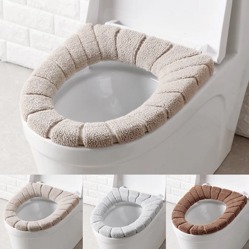 Comfortable Velvet Coral Bathroom Toilet Seat Cover Washable Closestool Pumpkin Pattern Soft Cushion