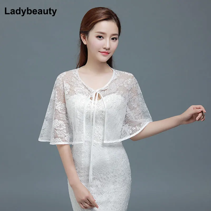 Ladybeauty 2018 Elegant Lace Wedding Bolero Thin Temperament Cardigan Women Shawl Evening Capes Vintage Short Bridal Wrap