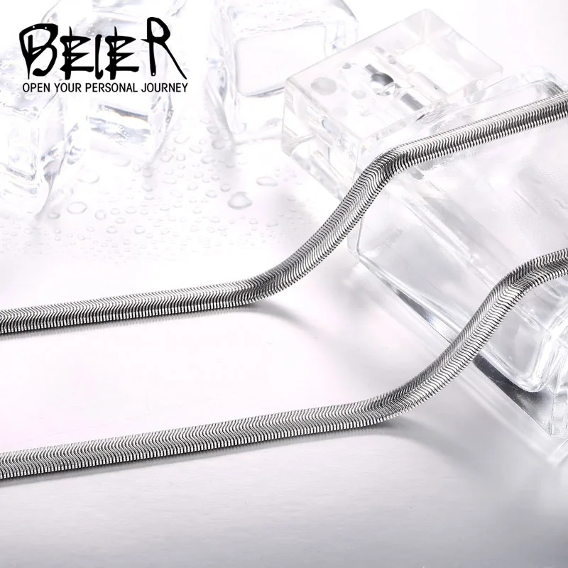 BEIER 3/4/5/6mm Width Stainless Steel Snake Chain Necklace Silver Color For Boy And Girl High Quality  BN1003