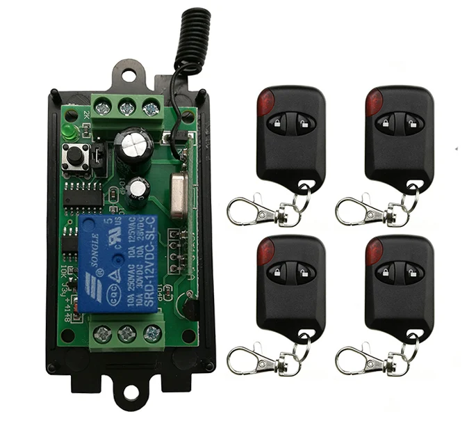 

DC 9V 12V 24V 1 CH 1CH RF Wireless Remote Control Switch System Receiver+cat eye Transmitters ,315/433.92 MHZ Garage Door/lamp