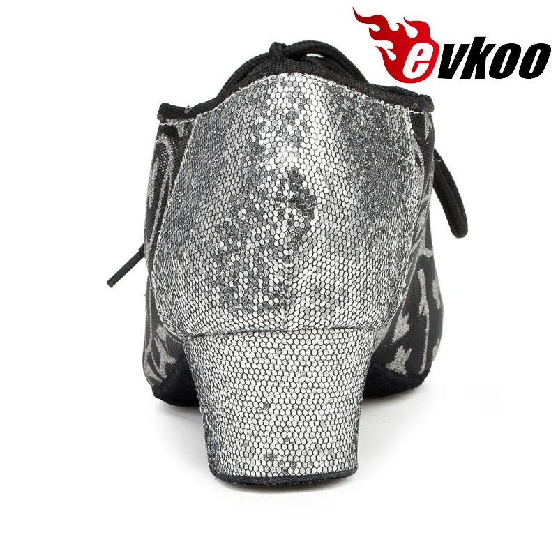 Evkoodance Size US 4-12 Mesh With Glitter Women Dance Shoes 4cm Low Heel Customized Party Ballroom Latin Dance Shoes Evkoo-445