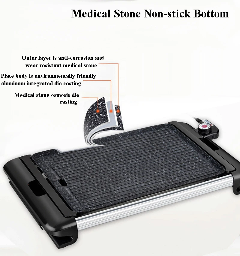 شواية منزلية متعددة الأغراض ، 1800 واط ، شواية كهربائية غير لاصقة ، موقد شواء ، موقد طاولة كهربائي