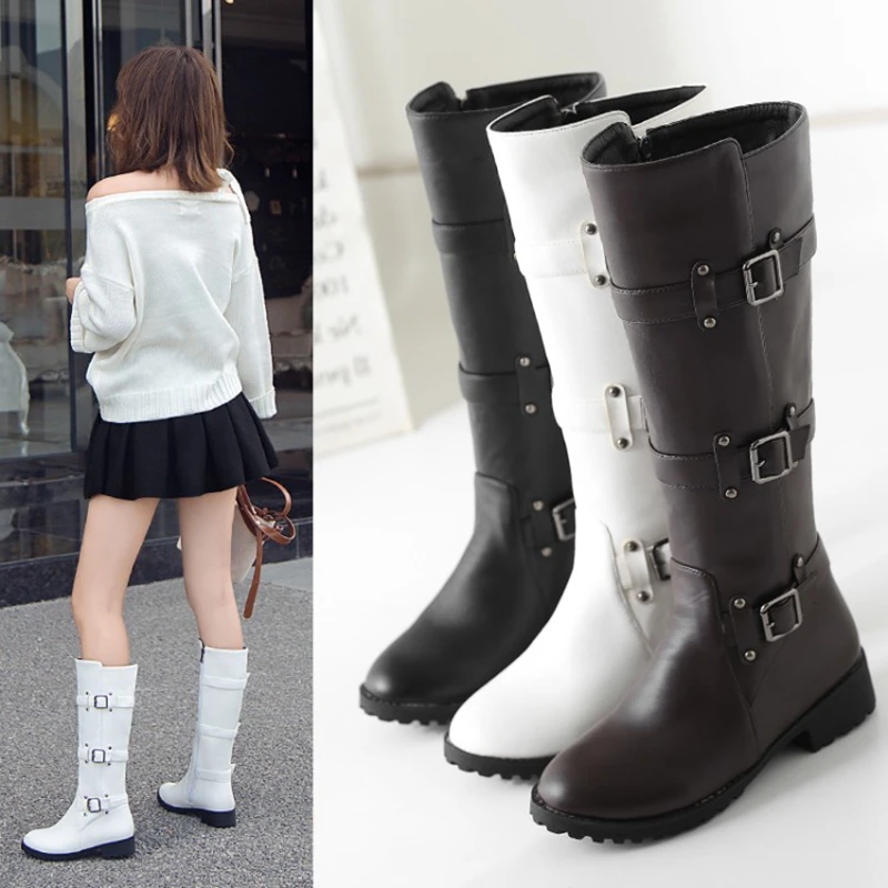 BLXQPYT New Big Size 33-50 Autumn Winter Knee Boots Women Zip Thigh High Woman Shoes Long Bota Feminina Zapatos De Mujer H8-1F