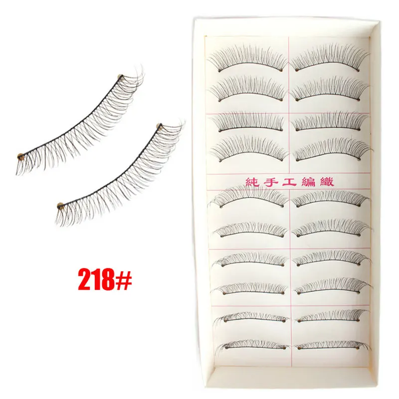 218 #10คู่ทำด้วยมือแฟชั่นธรรมชาติยาวStrip Eyelashesขนตาปลอมขนตาจัดส่งฟรี