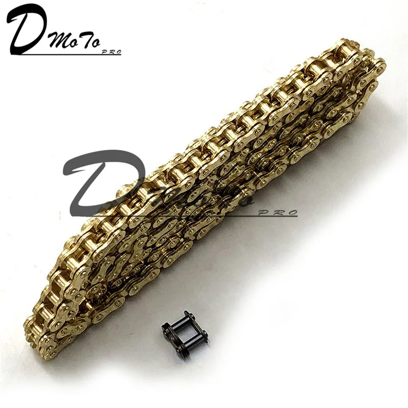 Gold Colour 25H Chain 144 Links with 1pc Spare Master Link For 2 Stroke 47cc 49cc Engine Mini Moto Dirt ATV Pocket Bike Go Kart