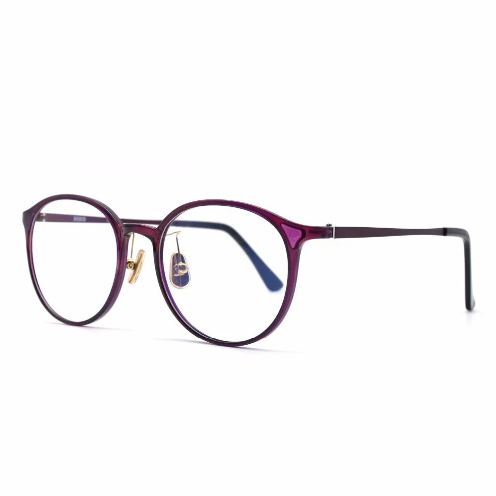 

HKUCO Classic Stylish Clear Lens Frame Glasses Purple Circle Frame