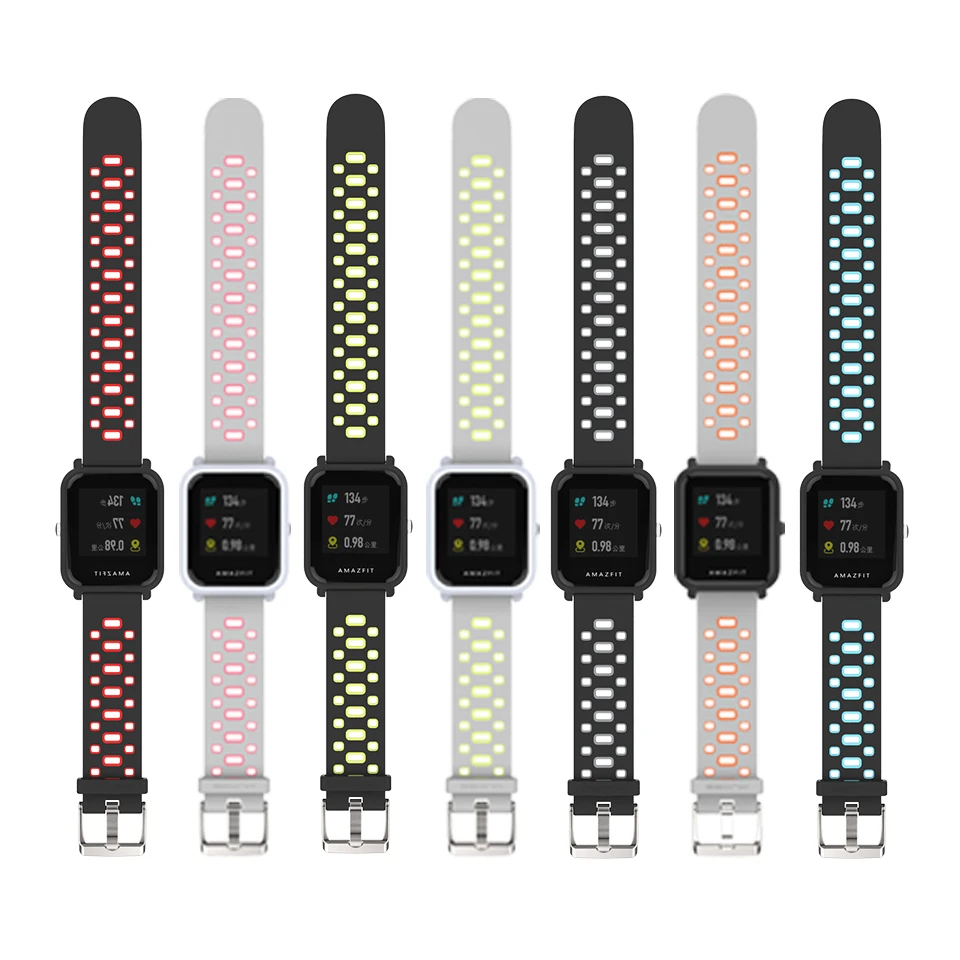 Correa y funda para Huami Amazfit Bip, conjunto de pulsera de silicona, Protector de parachoques para reloj juvenil, BIT PACE Lite