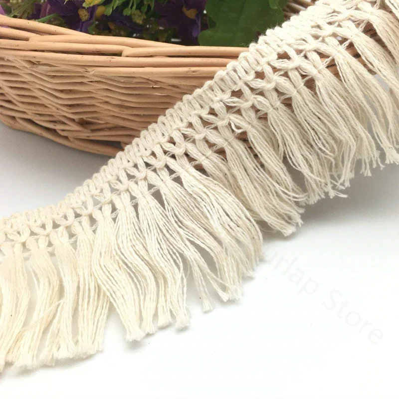2Yards 6cm Wide Cotton Tassel Fringe cotton lace Trim Ribbon lace fabric Sewing Latin Dress Stage Garment Curtain 5BB5467