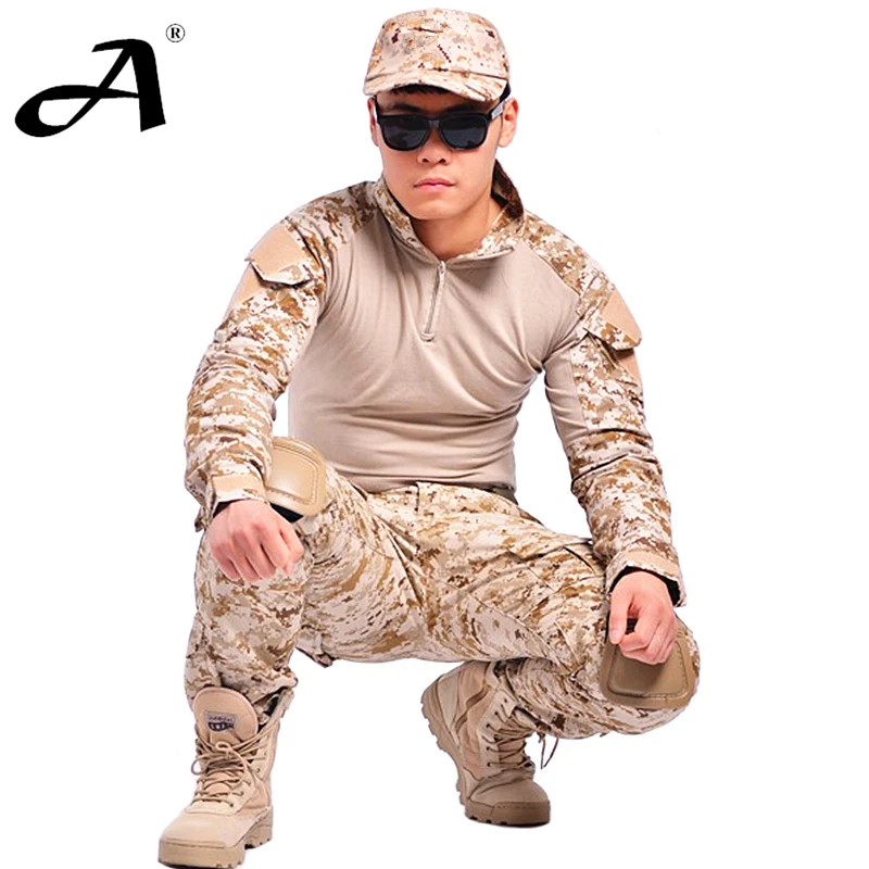 Tactical uniform clothing of the combat uniform tactical pants with knee pads camouflage clothes
