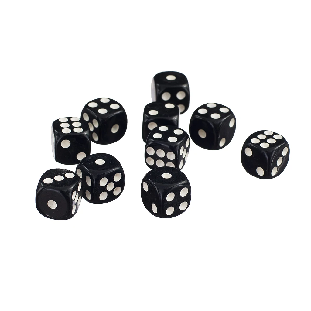 50 pz/set D6 sei lati Spot dadi gioco da tavolo dadi per Dungeons & Dragons gioco TRPG Home Party intrattenimento 12mm nero