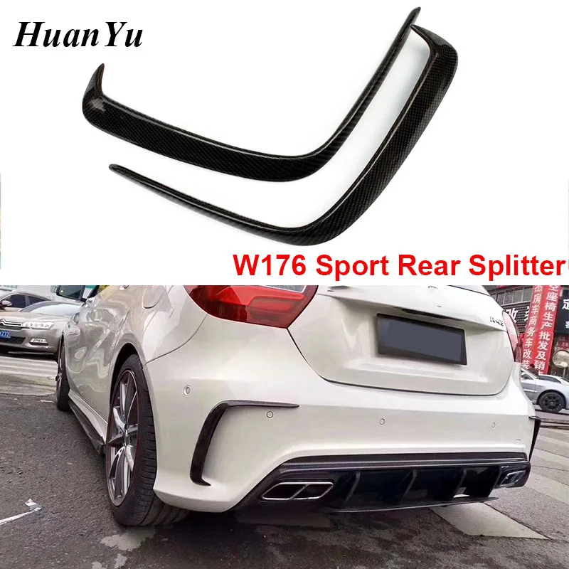 1Pair W176 Rear Bumper Canards for Mercedes-benz A Class Sport Edition AMG Package Carbon Fiber Flaps Splitters 2013-2018 A45