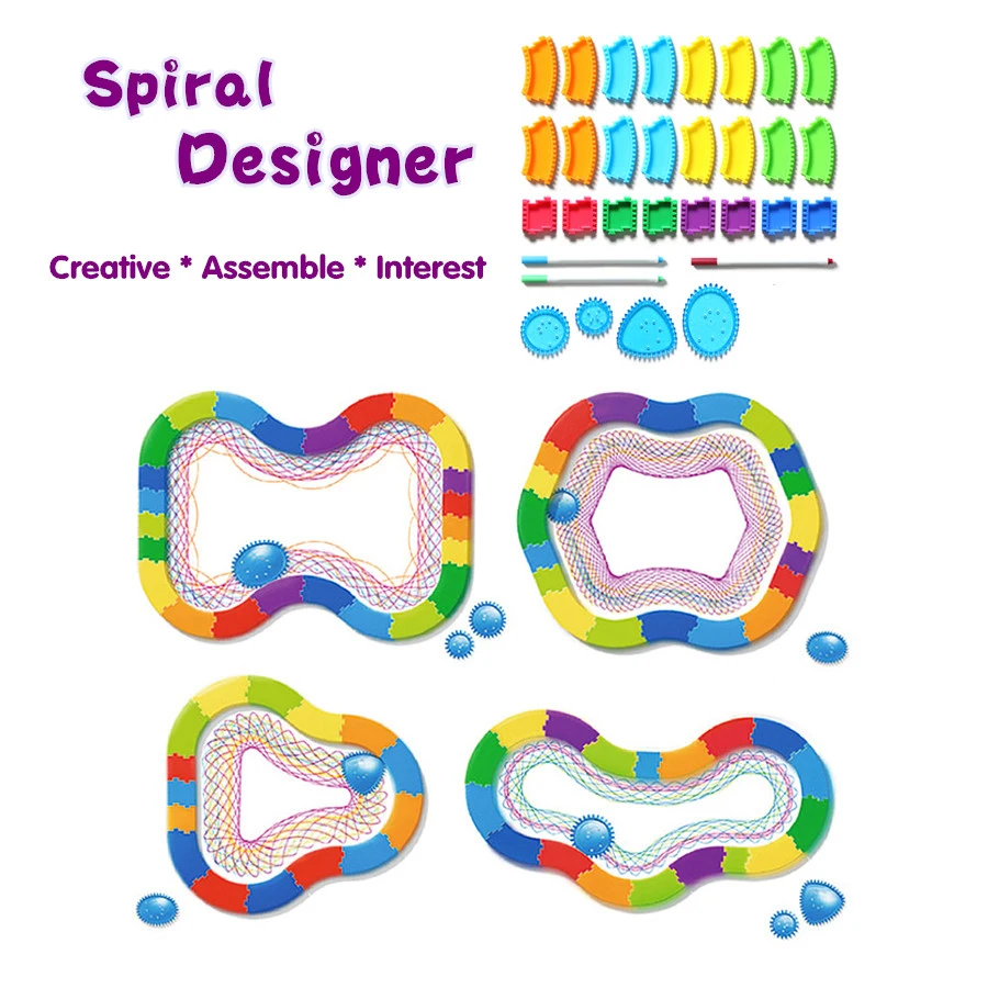 Track spiral design set classical drawing kit toy for kid,creative assemble rail track graffiti imagination painting toy