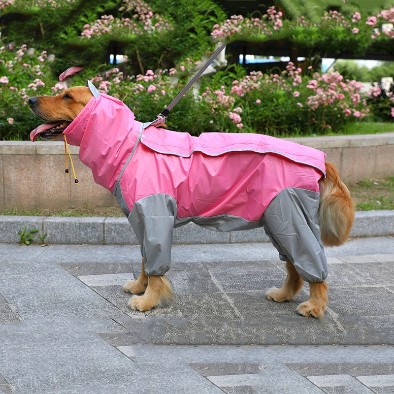 Waterproof Large Dog Raincoat Big Dog Clothes pet Coat Rain Jacket Medium Large dog poncho for Golden Retriever Samoye dogs