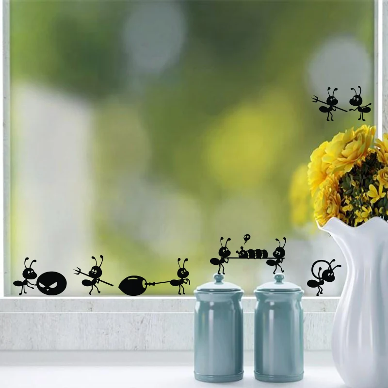 P2054 Furnishings wall stickers cartoon decoration glass stickers , ant on Mirror Window Stickers Home Decoration