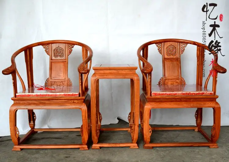 Mahogany furniture African rosewood palace chair three piece chair  Chinese wood chair Kit