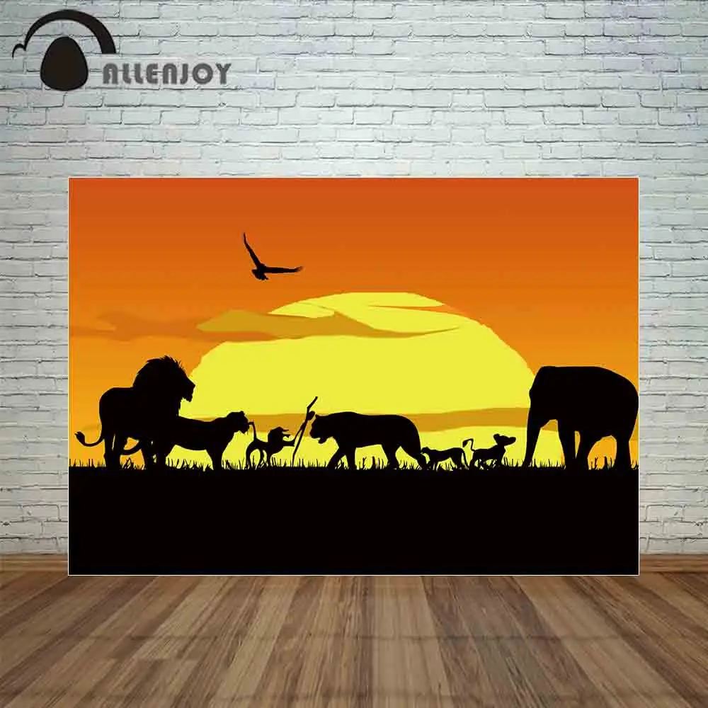 

Allenjoy photo background lion photocall african savane wild animal travel child birthday backdrop photography photophone