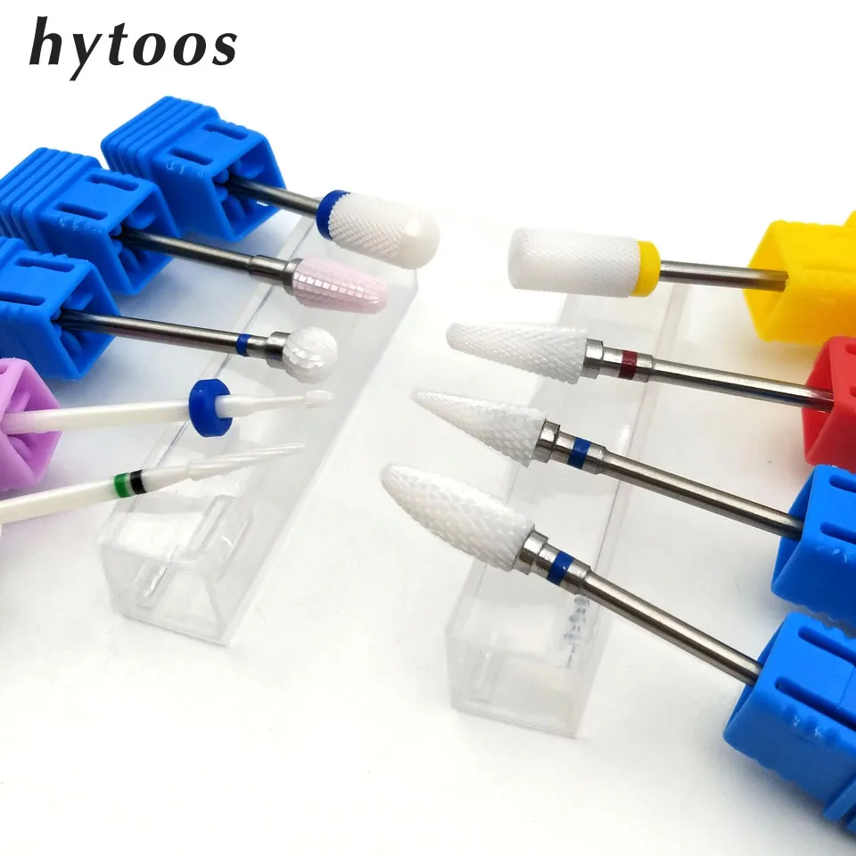 HYTOOS High Quality Nail Drills 3/32" Ceramic Nail Drill Bit Rotary Burr Manicure Cutters Nails Accessories Remove Gel Tools