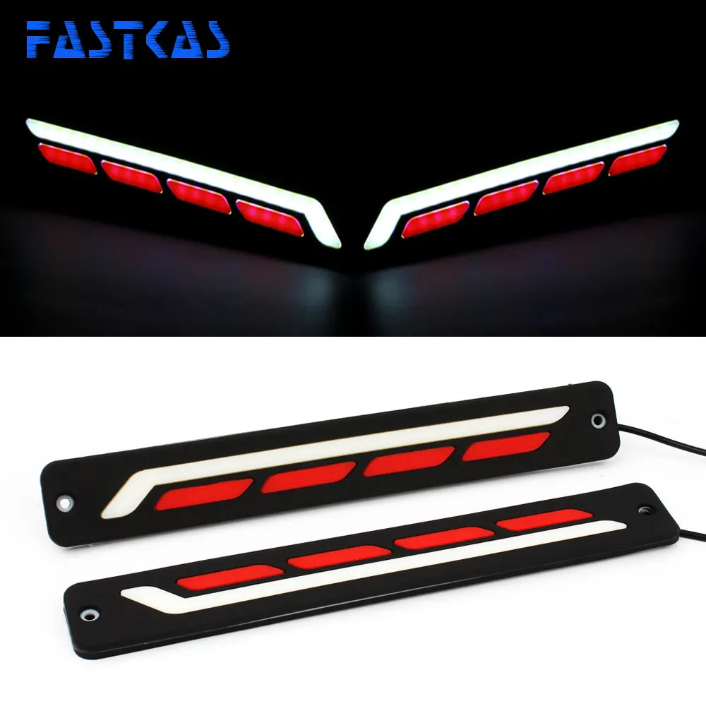 

LED DRL Daytime Running Light 100% Waterproof White Red Color Day Light Fog Light Turning Signal 12v Flexible Car Running Light