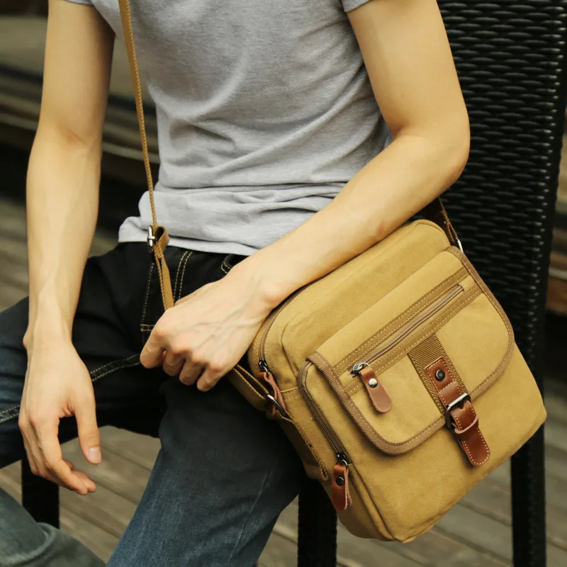 Ruil Men Canvas Bags New Multifunction Crossbody  Bag Retro Handbags Travel Shoulder Messenger Bags Leisure Package