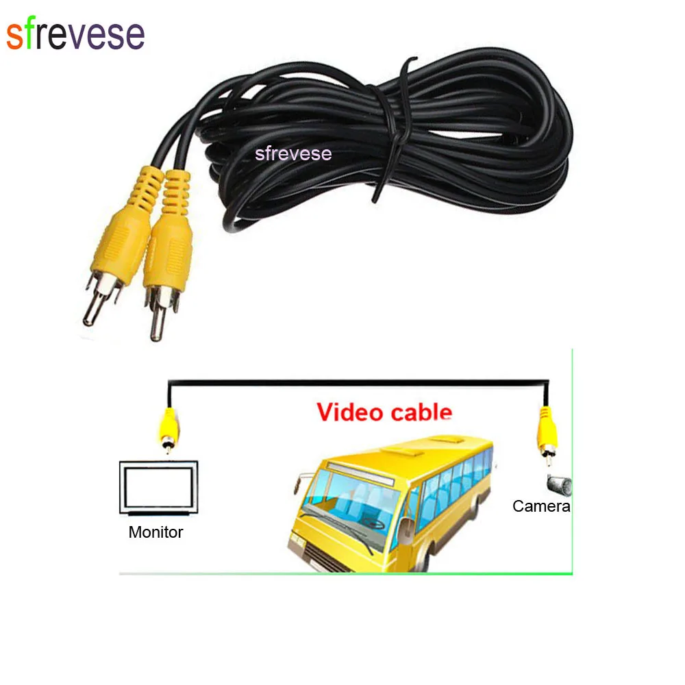 5M 16.4FT AV To AV RCA to RCA AV Reverse Rear View Parking Camera Video Extension Cable For Car Truck Bus 50pcs/lot