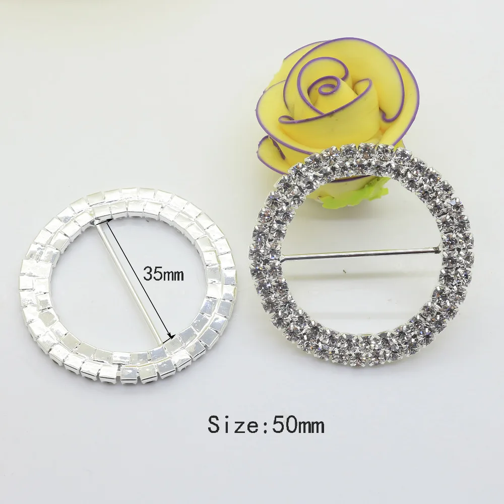 10pc 50MM Round Stunning Clear Rhinestone Metal Buckles brass Buckle Invitation card Decoration Belts /Bags/Wedding Decoration