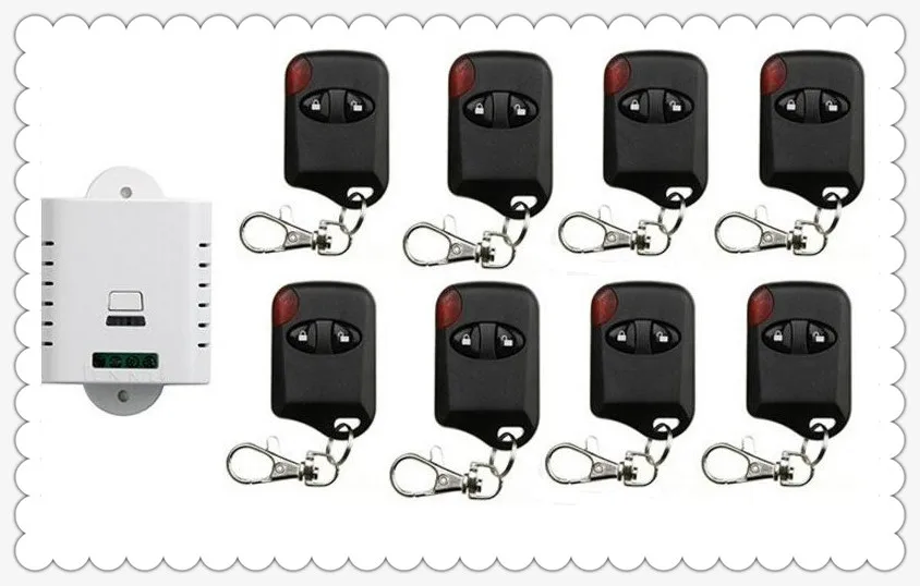 

85V 110V 120V 220V 250V 1CH Wireless Remote Control Switch 1*Receiver + 8* cat eye Transmitters for Appliances Gate Garage Door