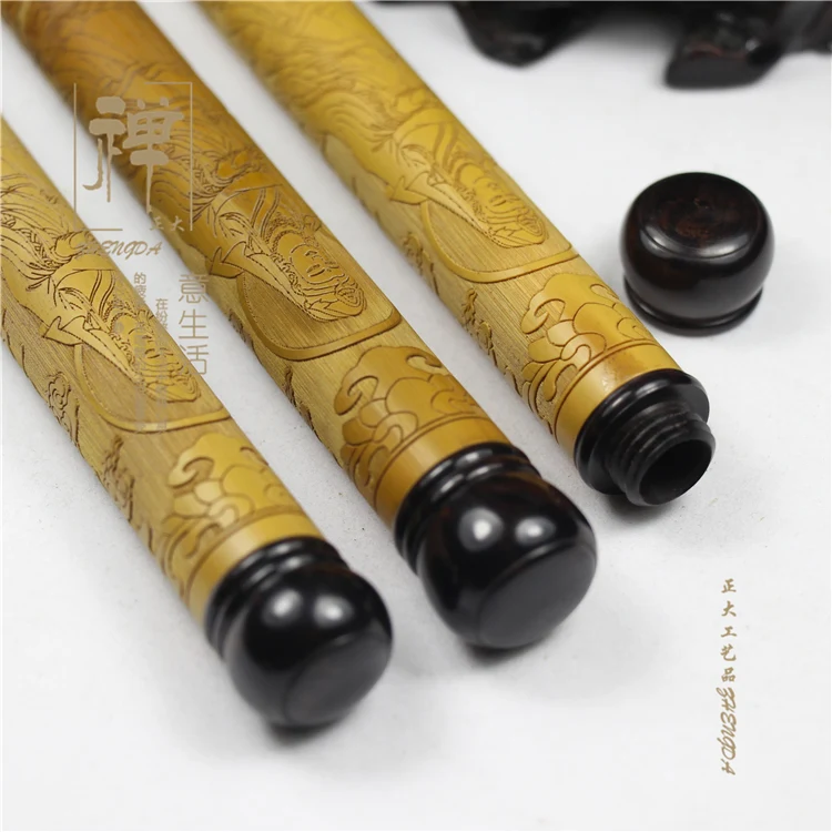 Wholesale natural bamboo inlaid ebony Huang screw with carved incense incense incense incense tube pipeline tube red Qi Nan