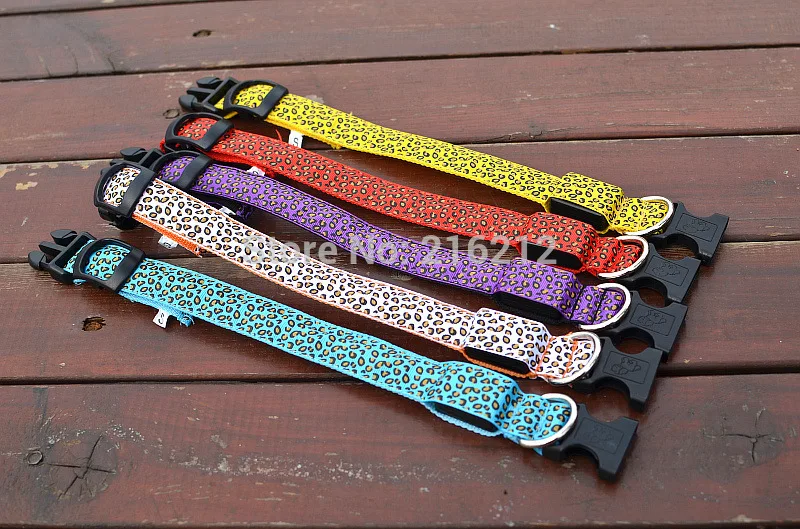 Leopard print LED Nylon Pet Dog Cat Collar Night Safety LED Light-up Flashing Glow in the Dark Lighted Dog Collars