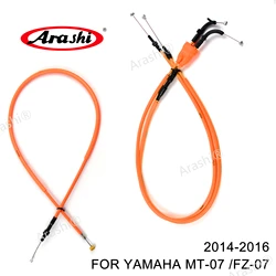 Arashi for YAMAHA MT07 FZ07 Motorcycle Accessories Throttle & Clutch Cables Stainless Lines Wires 2014 2015 2016 MT-07 1 Set