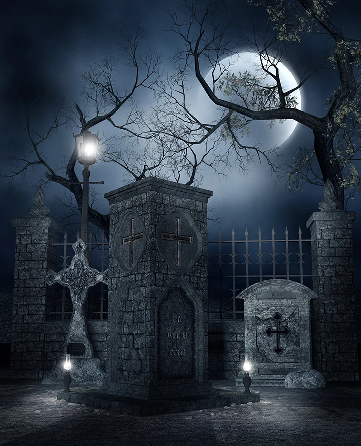 Capisco Halloween Photography Background Full Moon Night horrified Cemetery dead tree Backdrop photographic studio props