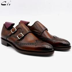 cie Round Toe Brogues Full Grain Genuine Calf Leather Formal Shoes Custom Men's Dress Monk Straps Office Shoe Men Elegant MS00