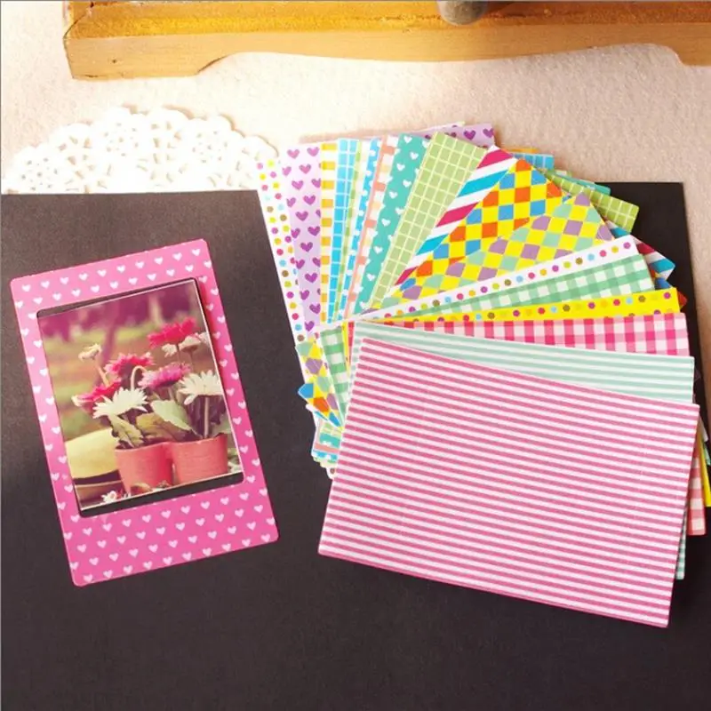 20 Pcs/Lot DIY Scrapbook Paper Photo Sticker Albums Decorative Photos Frame Stickers For Instax Mini Film Home Decor