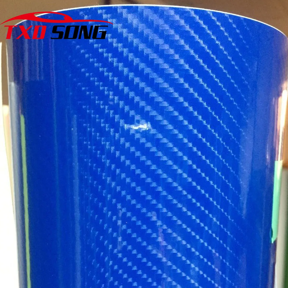 Top quality Ultra Blue Gloss 5D Carbon Fiber Vinyl Wrap 4D Texture Super Glossy 5D Carbon Wraps With for 10/20/30/40/50/60X152CM