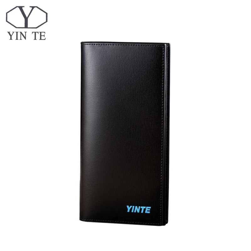 

YINTE Fashion Men Long Wallets Black Business Wallet Mens Fashion Brand Leather Credit&ID Car holder Wallet Purses Portfolio