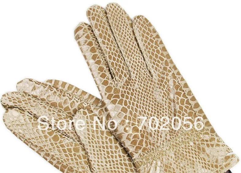 womens snake print Genuine Leather gloves skin gloves LEATHER GLOVES mixed color 12pairs/lot #3131