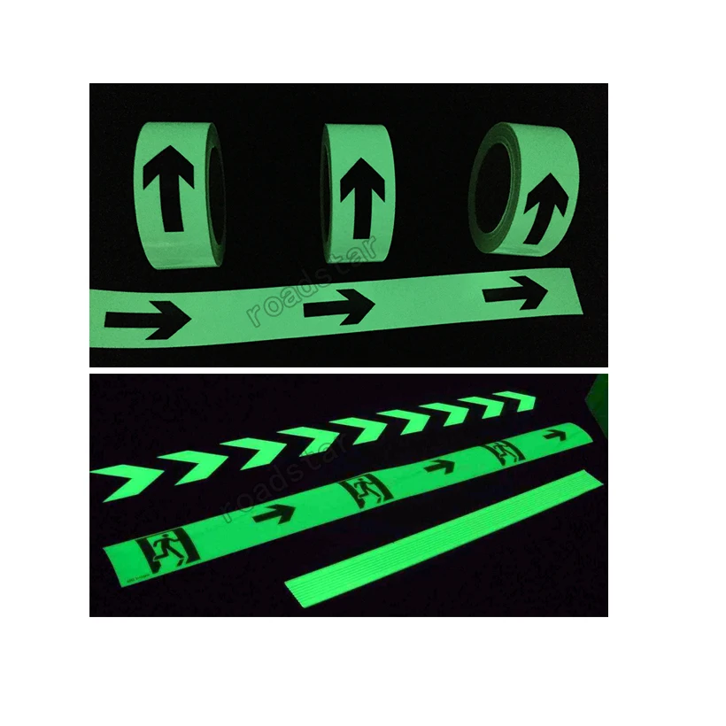 Roadstar 50mm X50M Waterproof Photoluminescent PET Sign Exit Sign Glow in The Dark Tape