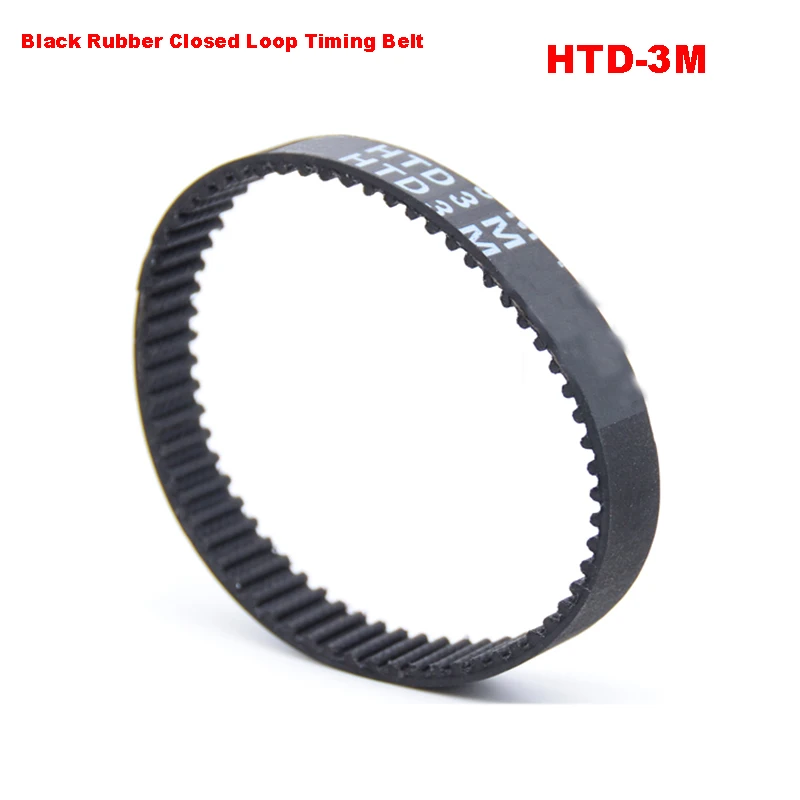 HTD3M Black Rubber Closed Loop Timing Belt Synchronous Belt Length 222/225/228/231/234/237/240/246/249/252mm Wideth 10 15mm