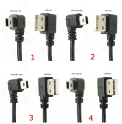 Mini USB Data Cable 25cm Right Left Angle USB 2.0 A Male to Mini USB 5 Pin Left Right Angle Male Cable Cord Adapter Connector