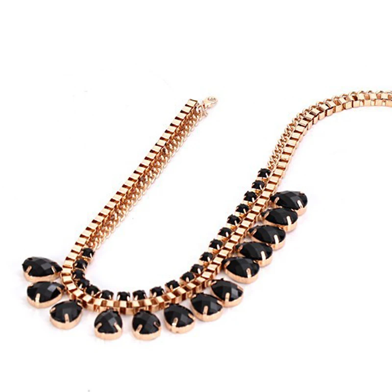 YFJEWE popularity manufacturers selling big black women chain thick green gem crystal pendant necklace for women #N039