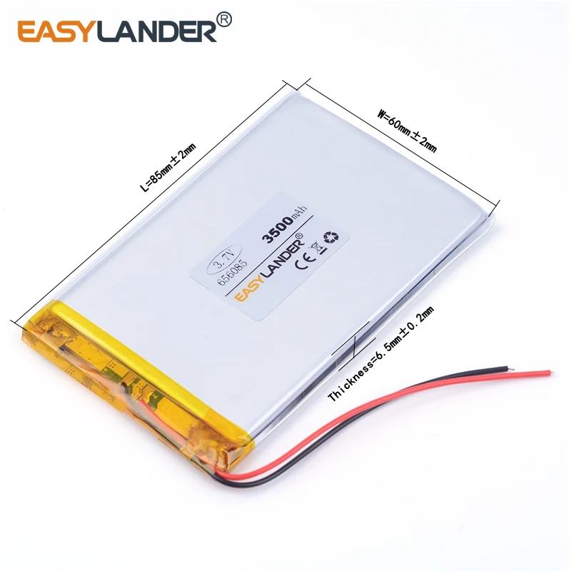 Bateria de íon de lítio polímero/li-ion, 3.7v 3500mah 656085 (gps) para tablet pc, celular, alto-falante de telefone celular