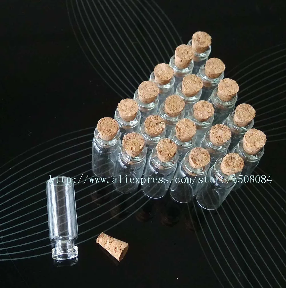 Wholesale 200pcs 1.4ml Lot of small glass vials with cork tops tiny bottles Little empty jars