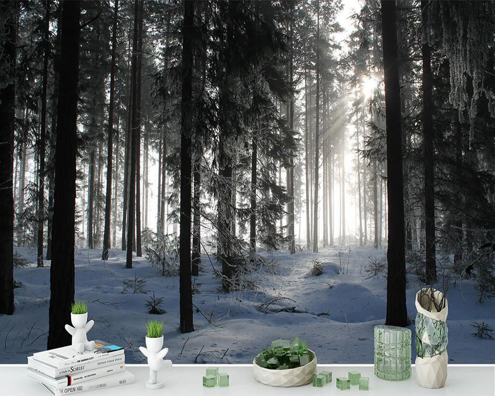 

Decorative wallpaper Landscape of snow mountain forest background wall painting