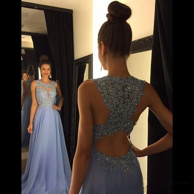 Robe de bal royale en mousseline de soie à perles, à col rond, personnalisé, meilleure vente, 2017